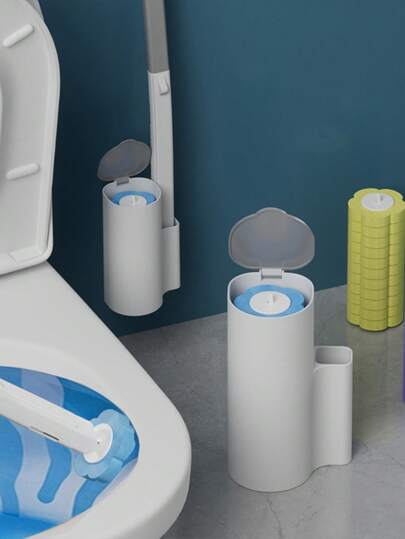 1pc Disposable Toilet Brush/Replacement Brush Head, Disposable Toilet Cleaning System With Replaceable Brush Head, Fragrant Cleaning Brush Head, With Storage Box, Essential For Summer Cleaning, Suitable For Bathroom, Toilet, Kitchen, Dorm, Back To School Supplies