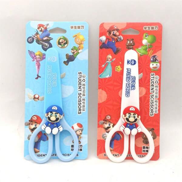Super Mario قطعة مقص كرتوني لطيف بموضوع سوبر ماريو، مقص من الفولاذ المقاوم للصدأ مع مقبض سيليكون، مناسب للمكتب والمدرسة وقص الورق