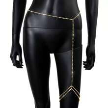 1 pieza Cadena de pierna con rhinestones sexy, accesorio de joyería íntima para el Body para mujer, para la playa o la discoteca