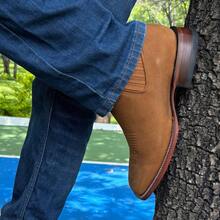 Botin Vaquero De Piel Nubuck Camel Suela De Cuero Para Hombre Bota De Piel Cafe Cowboy Playa Boda Fiesta Exterior Botas De Cuero Botines Cafe Miel - Camel - Ver 11