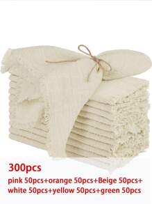 2/6/12/300pcs Simple Fresh Fringed Cloth Napkins, Soft & Absorbent, Suitable For Party, Wedding, Restaurant, Dining Table Decor