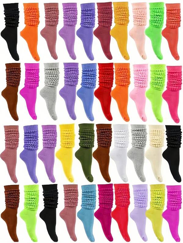 10 Pairs Of Candy Colored Random Children's Pile Socks Not Over The Knee Socks For Autumn And Winter, Suitable For Daily Matching With Girls During The School Year