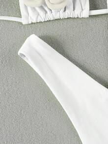 Bộ bikini Polovedo chính hãng, hàng mới về mùa Xuân/Hè, kiểu dáng gợi cảm, thanh lịch, màu trắng trơn họa tiết hoa, dành cho nữ, thích hợp đi biển, nghỉ mát hoặc hẹn hò. - trắng - Xem 4