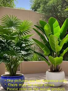 2pcs Large Artificial Plants Set - Artificial Palm And Banana Tree, Fake Plants For Garden Decor, UV Resistant Faux Plants With Green Leaves, Perfect For Homes, Offices, Hotels, Gardens, Terraces, Wedding And Festival Decorations, Suitable For Indoor/Outdoor , Home Decor, Garden Decor(Without Pot) - Many - View 3
