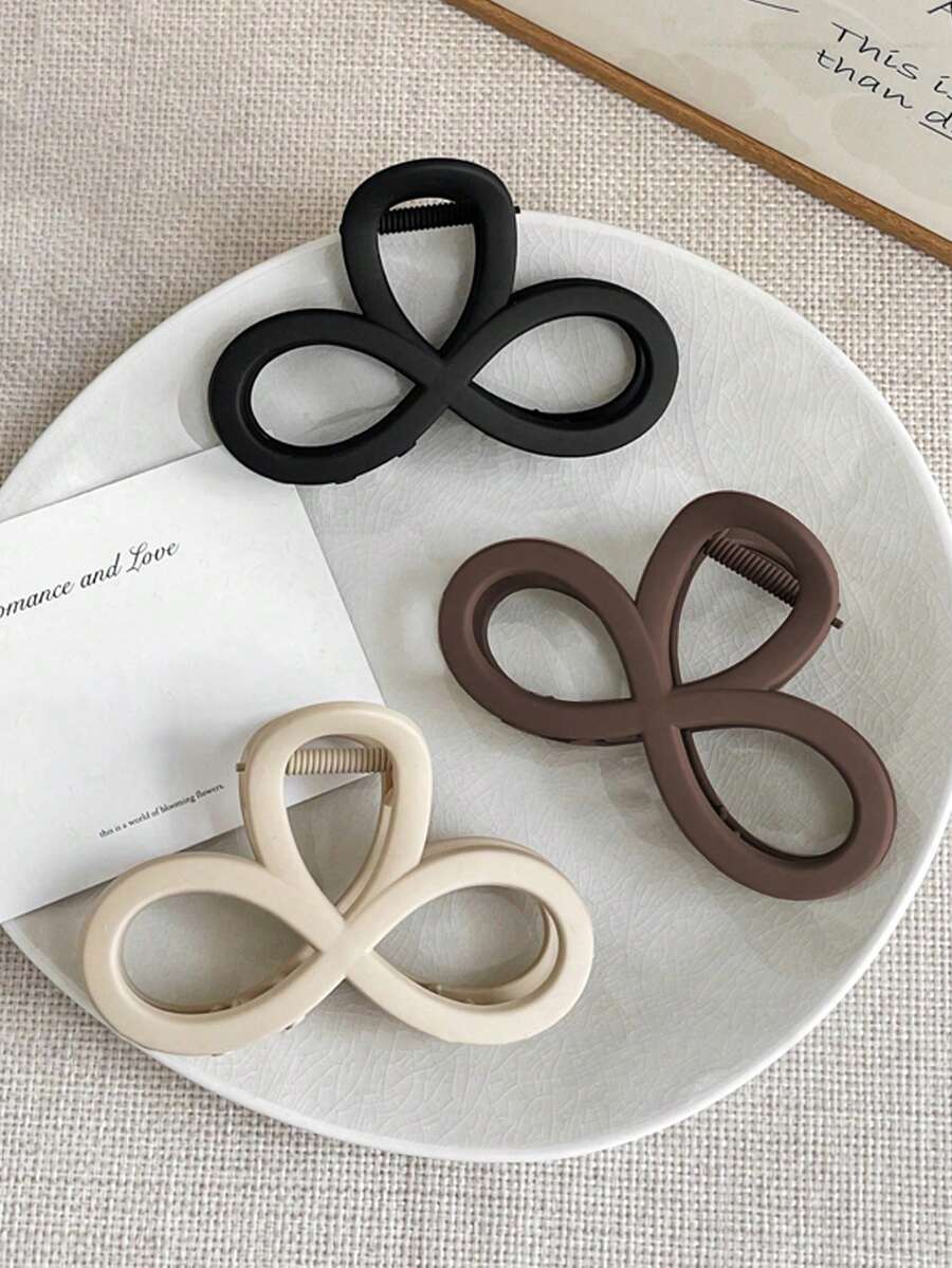 3pcs Women's Black/Beige/Brown Matte Finish 3.34in Bow Shaped Hair Clips, Elegant & Cute, Suitable For Everyday Wear, Casual, Vintage, Minimalist Style, Suitable For Women's Daily Hairstyling, Makeup, Bathing, Commuting, Travel, School, Party, Holiday, Gift Hair Accessories Women Claw Clip Autumn Accessories Fall Winter For Vacation Outfits Woman - Multicolor - View 1