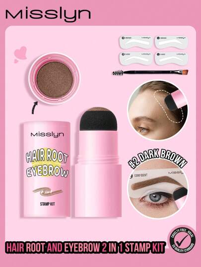 Misslyn MISSLYN - Poudre à sourcils 2 en 1 longue tenue, poudre à sourcils imperméable, poudre à sourcils au look naturel, poudre à sourcils non estompable, double effet, cadeau de Noël, Y2K, poudre pour la ligne des cheveux, végétalien, sans cruauté