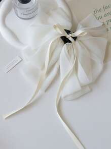 1 件格子丝带蝴蝶结发夹，优雅别致的时尚发夹，适合日常佩戴、休闲、派对、通勤、度假、服装搭配发饰女士爪夹秋季配饰