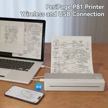 Peripage P81 Portable Thermal Printer - Compact, Fast Printing For Documents, Drawings, Notes (Multiple Sizes) - Grey - View 7