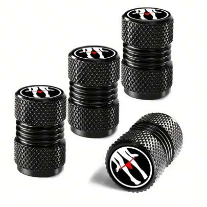 4pcs Black & Red Sexy Lingerie Design Tire Valve Caps - Chrome Plated, Enhanced Grip & Durability For Cars, Motorcycles, Trucks, Bikes - Fit Auto Wheel Accessories, Vehicle Accessories | Stylish Car Accessory | Aluminum Valve Caps