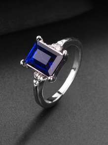 1 buc Inel de logodnă albastru deschis cu incrustații de zirconiu cubic, 1 buc., accesorii de bijuterii potrivite pentru bărbați și femei, cadou pentru familie/prieteni/iubit/iubită