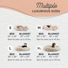 Bundle Set The Original Calming Shag Donut Cuddler Cat And Dog Bed + Pet Throw Blanket Taupe Medium 30x30 - 灰褐色+中等 - 查看 3