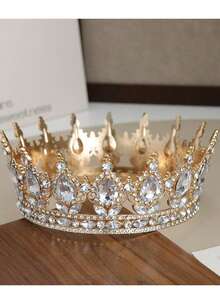 1Pc Rhinestone Baroque Pageant Crowns Cake Decorations Queen Princess Tiara Sparkling Headpieces Crystal Cake Topper - Multicolor - View 12