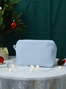 Personalized Waffle Travel Makeup Bag - Graduation Season Return Gift Customized Letter Makeup Bag, Embroidered Toilet Bag, Bridesmaid Gift, Wedding Gift, Ladies Gift, Makeup Bag, All-Purpose, Large Capacity, Versatile, Adorable, Contracted, Funny, Kawaii, Y2K, Minimalist, Commuting, Business Casual, Basics, Custom, Personalized, For Birthdays, For Holiday/ Vacation, For Outdoors/Outings/Travel/Hiking/Stadium/Sports/Climbing, For Business/Commute/Work/Office, Customized Women Bags, Delicate Romance, Travel Gift, Travel Gift For Family, New Year Glamour - Multicolor - View 5