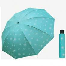 1 Stück zufälliges Blumenmuster Oversized 10-Bügel Regenschirm zum Falten, Damen Doppelzweck Sonnen- und Regenschirm, UV-Schutz sturmfest und regenfest, Sommer Abkühlung, Strand, Reise