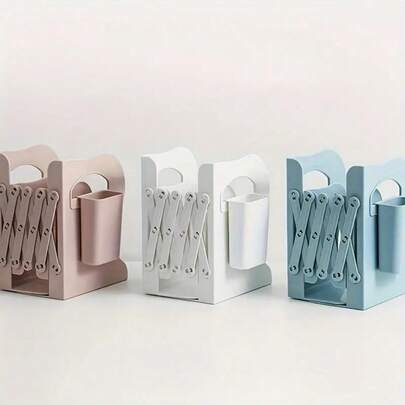 1个学生桌面书架，可折叠伸缩，轻巧便携，节省空间，适用于书房和宿舍，角度可调节，可放置书籍、笔记本、平板电脑等，方便使用键盘，经久耐用且轻便，是作家和学习者的理想桌面配件，也适用于家庭办公室、教室、图书馆和各种创意学习环境，可最大限度地提高工作效率和整理能力。