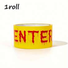 Halloween Caution Tape With Bloody Handprints - 82ft Plastic Warning Ribbon For Horror Theme Party Decoration, Barrier, Zombie Scare Accessory,  For Kids, Water-Resistant, 14+ Years