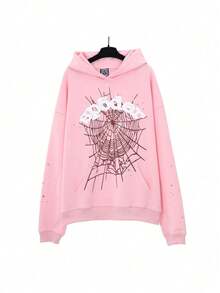 SP5DER Printed Loose Men's Hoodie - 粉色 - 查看 2