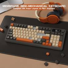 ATTACK SHARK X FREEWOLF M96 无线游戏键盘，旋钮控制蓝牙/2.4G 无线机械手感键盘，RGB LED 背光带显示屏，PBT 键帽，3000mAh，美式布局，适用于 Win/PC - 彩色 - 查看 5