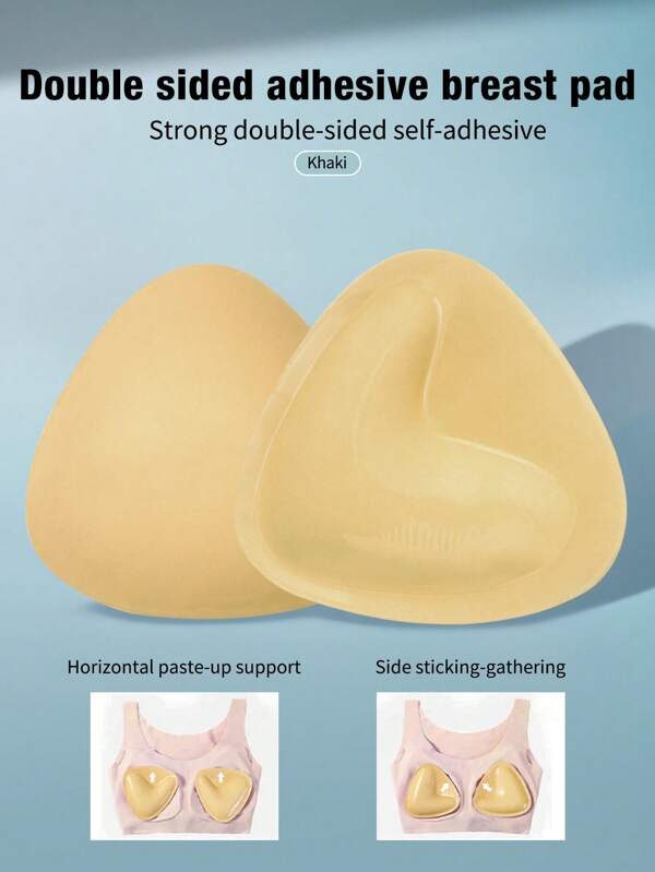Double-Sided Adhesive Bra - Breathable Silicone Triangle Bust-Enhancing Adhesive Pasties, Reusable Lift-Up Self-Adhesive Pads For Bras, Bikinis, Swimsuits And Sports, Comfortable, Invisible Support, Natural Appearance, Long-Lasting