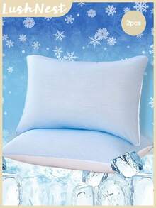 2 件纯色涤纶纹理凉爽枕套（2 件枕套，不含枕芯），创意有趣，涤纶纤维舒适透气，适合夏季，适用于卧室、家居装饰