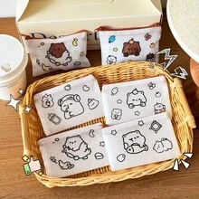 1 bolsa de moedas com estampa de capivara para a volta às aulas, bolsa pequena infantil de tecido não tecido feita à mão, porta-cartões de alta qualidade, bolsa para armazenamento de pintura, colorir faça você mesmo, melhorar a habilidade prática, pintar sua própria bolsa de armazenamento