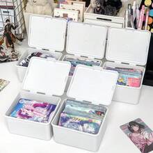 白色翻盖收纳盒 - 桌面防尘卡片和文具收纳盒 | 保持桌面整洁，方便取用，坚固的纸板材质 - 必备的办公室/家居收纳盒