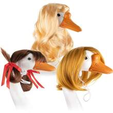 A3 Pcs Porch Goose Wigs Summer Funny Porch Goose Outfits Outdoor Lawn Goose Statue Braid Wigs For Garden Yard Goose Decoration B 4331 - Brown - View 1