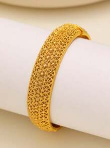 1 سوار من النحاس المطلي بالذهب عصري، مناسب للارتداء اليومي والمناسبات للنساء، هدية