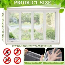 Anti-Mosquito Window Screen, Free Cutting Window Screen, Simple Installation, Black And White Invisible Window Screen, Suitable For Bedroom, Living Room, Bathroom, RV, Adjustable Size Mosquito Net, Anti-Insect Net To Prevent Cats From Entering And Exiting The Curtains