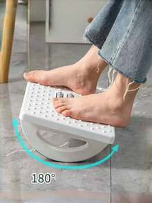 1pc Plastic Ergonomic Footrest With Rollers, Non-Slip, For Office Or Home Use,For School Supplies,Back To School