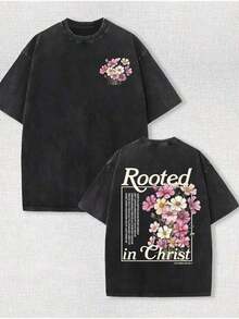 2026 Summer Tops230G Double-Sided Washed, May You Always Have A Grateful Heart Printed T-Shirt, High-Quality Wax Printed Cotton Retro Fashion Brand T-Shirt, With A Certain Thickness Suitable For Summer T-Shirts, Holiday Gifts, Perfect GiftsLoose And Comfortableshirt - 棕色 - 查看 6