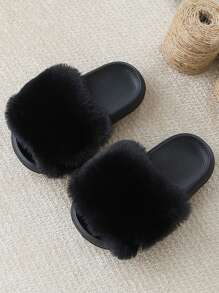 Children's Fashionable Versatile Cute Fluffy Indoor Slippers, Soft-Soled Slippers For All Seasons