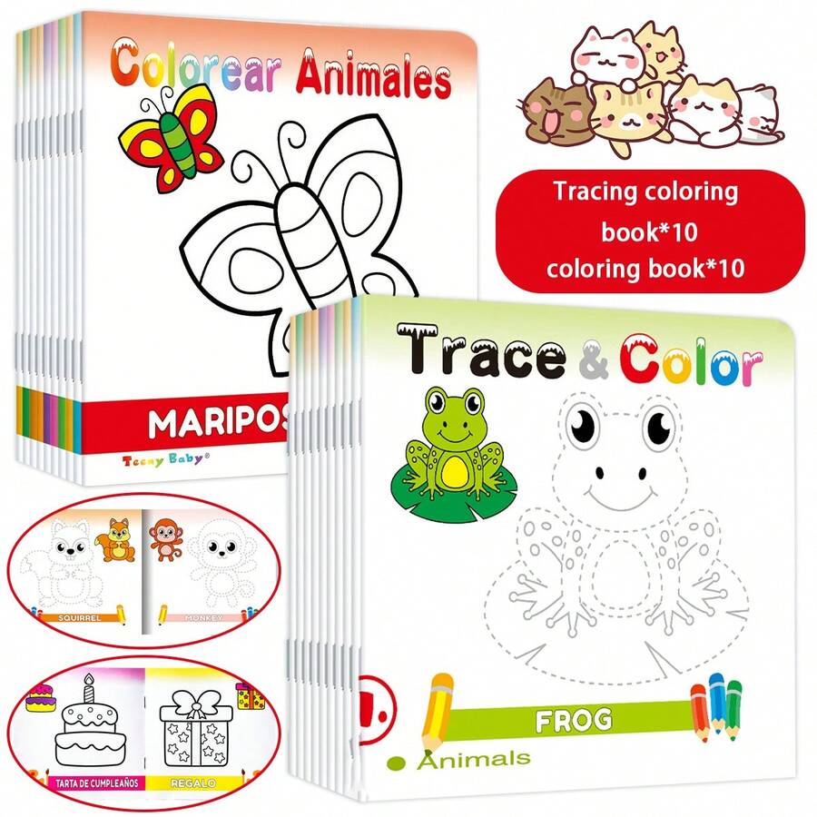 1 Set Of 10 Books 14cm * 14cm Children's Drawing Book Colorful Sketchbook Filler For Preschool Babies Cultivate The Ability To Draw Hands Rounded Corners Design Does Not Hurt The Hands Montessori Toys Classroom Teaching Aids - Multicolor - View 1