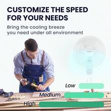 Pelonis 16 Inch Wall Mount Fan, 3-Speed Adjustable, Heavy Duty Metal Construction, Energy Efficient, Quiet Cooling Fan For Kitchen, Garage, Workshop, Home Office, White Air Circulator Fan