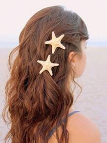 4/2 eleganckie spinki do włosów w kształcie rozgwiazdy – akcesoria z żywicy w stylu boho w kształcie ogona syreny, odpowiednie dla kobiet, idealne na imprezy w stylu plażowym i oceanicznym na Halloween