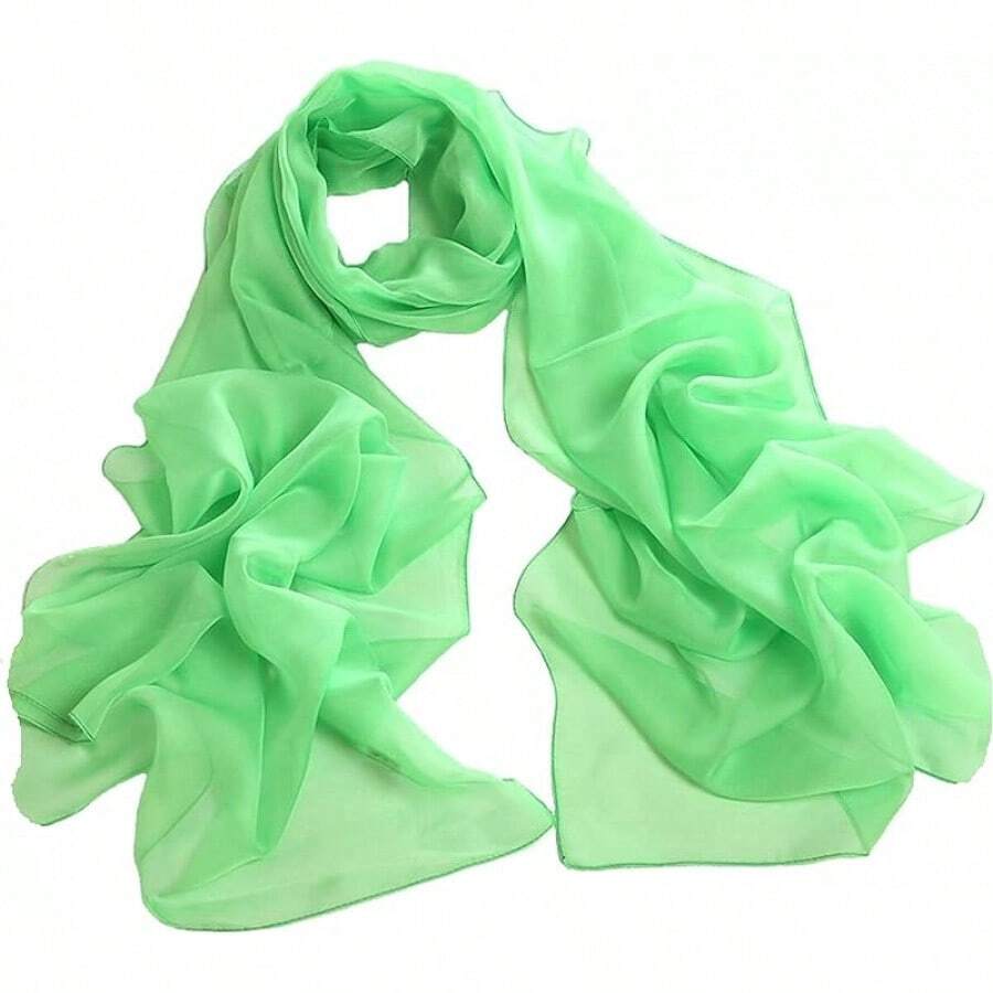 ™   Fashionable Soft Chiffon Scarfhalloween - 純色/草綠色 - 查看 1