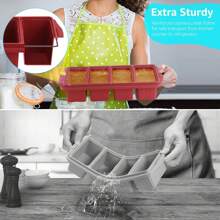 Silicone Freezer Tray With Lid - Silicone Freezer Food Molds- Large Ice Cube Tray,Silicone Freezer Container,Freeze & Store Soup, Sauce, Broth,Leftovers - Makes 4 Perfect 1 Cup,9822115