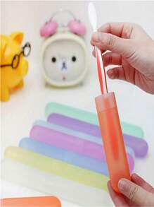 1pc/4pcs Toothbrush Box Travel Portable,Portable Travel Toothbrush Holder,Breathable Toothbrush Storage Box,Candy Colored Frosted Felt Toothbrush Head Protective Cover,Dustproof Dental Tool Storage Box,Portable Toothbrush Holder Box