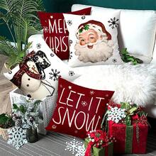 4 Stück/280 Stück Kissenbezüge mit Weihnachtsthema, Motiv Weihnachtsmann & Schneemann, 45x45cm Kissenbezüge für Weihnachtsdekoration im Wohnzimmer, Schlafzimmer, Sofa, Weihnachtsfeier, Restaurant, Partyatmosphäre, Kissenfüllungen nicht enthalten - Weihnachtsmann Kopf Weihnachten Schneemann - Übersicht 5