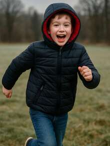 Bobojaco Boys' Puffer Jacket With Removable Hood - Teal Blue - View 1
