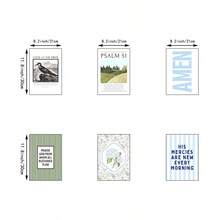 6 幅基督教壁画蓝绿色主题印刷帆布画圣经诗句海报学院风床头装饰适用于客厅、卧室、公寓、宿舍房间装饰礼物（无框） - 彩色 - 查看 10