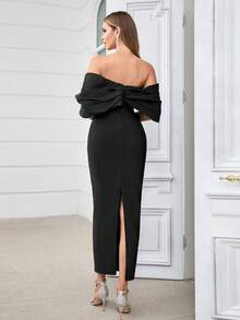 Barlahlsen Minimalist Elegant Off Shoulder Dress Black - Black - View 2