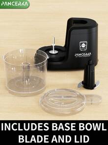 Picadora de verduras eléctrica PANCERKA, procesador de alimentos, picadora de alimentos eléctrica, licuadoras para la cocina y procesador de alimentos para bebés, 1,5 taza de batidora, para cortar en dados, picar y hacer puré, negro (enchufe UE) - Enchufe EU Tipo C(220-240V) - Ver 10