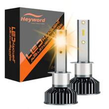 Heyword Heyword 2pcs LED Car Headlight 9005 9006 H13 H11 H7 H4 H1 Car Headlights High Low Beam, 75000LM 800% Brighter Five Color Options6500K/3000K/4300K/8000K/25000K Fast Silent Fan Bright Cob 1860 Chip Plug-N-Play