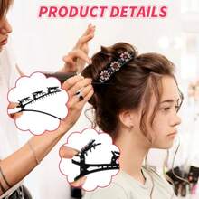 D4Pcs Braided Hair Clips Sparkling Crystal Stone Hair Clips Short Duckbill Clip Braid Tool For Women Ladies Girls Braided Styling Accories5001 - Có màu - Xem 3