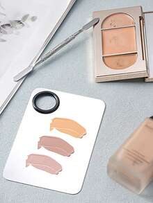 4-Piece Base Makeup Tool Set, Foundation Make-Up Mixing Palette, Color Mixing Stick, Flat Head Foundation Make-Up Brush, Powder Puff, Makeup Artifact, Makeup Accessories Set For Mixing And Preserving Cosmetics - Multicolor - View 3