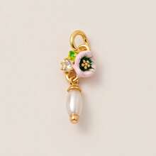 1pc Fashionable, Sweet, Cute, Colorful Flower Pendant, Pearl Grape Pendant, Ballet Dancer Pendant, Electroplated 18K Gold Waterproof And Sweat Proof, Suitable For DIY Necklaces, Bracelets, Earrings, Keychains, Bag Chains, Shoe Buckle Accessories, Women's Jewelry Accessories, DIY Accessories