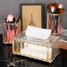 Elegante cubierta de caja de pañuelos de cristal dorado: rectangular, de acero inoxidable pulido, adecuada para tocador, baño, dormitorio, oficina en casa o decoración de bar, Halloween, decoración navideña