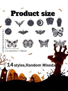 15/30/60Pcs Alloy Gothic Charms Black Halloween Charms Butterfly Star Moon Sun Cross Pendants For Bracelet Necklace Earring Jewelry Making Hole: 1.8-2mm - Black - View 2
