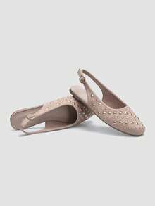 Giày bệt đính sequin thời trang cao cấp mới của ADAMUMU dành cho nữ, thoải mái, dễ thương cho cả mặc hàng ngày và dự tiệc, kỳ nghỉ và mùa xuân/hè. - Màu be - Xem 8